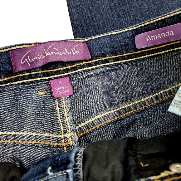 Gloria Vanderbilt Amanda Jeans Women's Size 12 SHORT Dark Stretch Cotton Blend - Picture 3 of 7